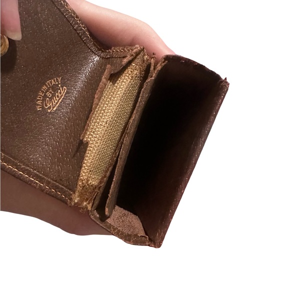 Gucci case monogram GG canvas, green red web ribbon, gold-tone horsebit hardware - Picture 6 of 7